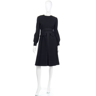 1960s Geoffrey Beene Black Dress W Pleated Details & Wide Belt