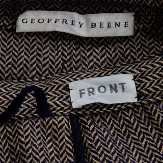 Vintage Geoffrey Beene Brown Chevron Wool Jacket w Skirt suit 2 piece outfit