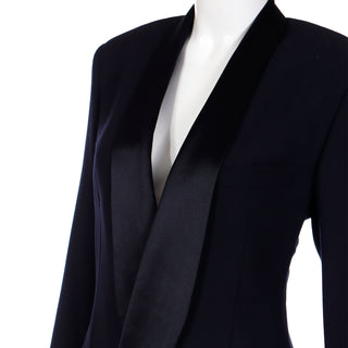 1990s Giorgio Armani Black Longline Tuxedo Jacket