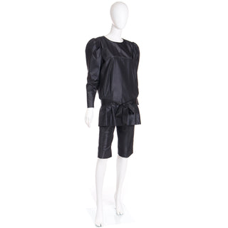 1980s Givenchy Haute Couture 2 pc Black Top & Shorts Outfit