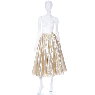 1970s Vintage Gold Lame Full Evening Skirt S