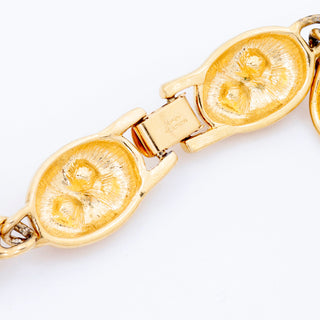 1990s Napier Vintage Gold Toned Unique Collar Necklace With Rhinestones