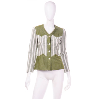 1960s Vintage Green Stripe Hal Krasell Jacket 60s
