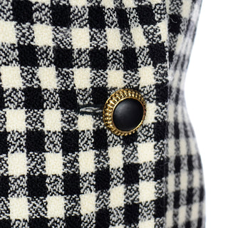 Karl Lagerfeld Vintage Black Check Wool Blazer Jacket w pockets