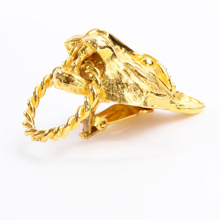 Kenneth J Lane vintage panther lion gold earrings clip backs