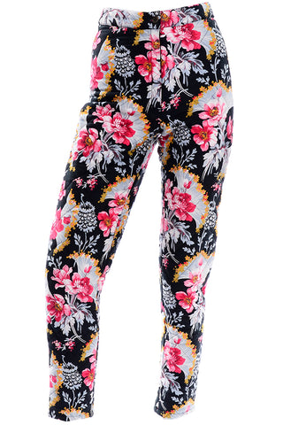 Kenzo Jeans Colorful Floral Quilted Vintage High Waisted Pants
