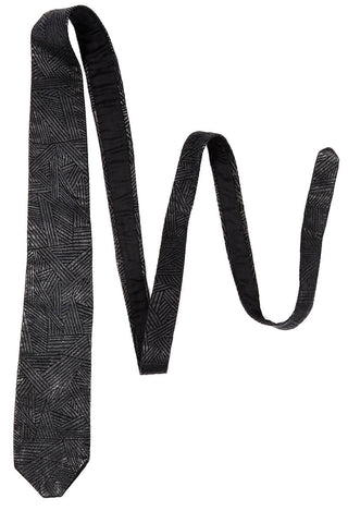 1980s Black Leather Skinny Tie