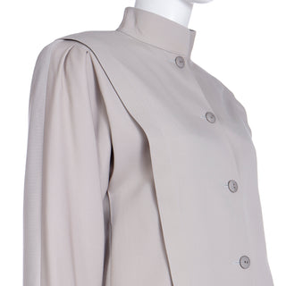 1980s Louis Feraud Neutral 2 Piece Skirt & Jacket Suit Sz 6