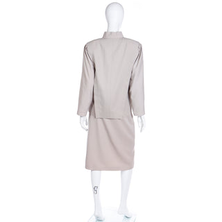 1980s Louis Feraud Neutral 2 Piece Skirt & Jacket Suit Size S/M