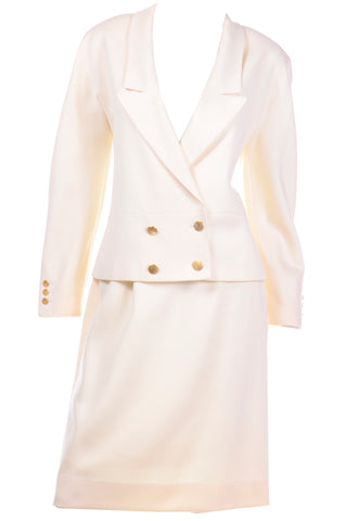 Louis Feraud Vintage Creamy Ivory Skirt and Jacket Suit