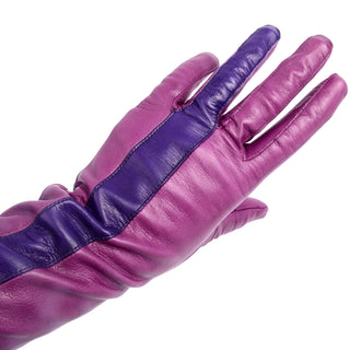 Vintage Anne Klein Leather Purple and Magenta Gloves two tone