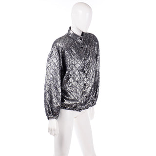 80s Jeanette for St. Martin Vintage Silver Quilted Bomber Jacket