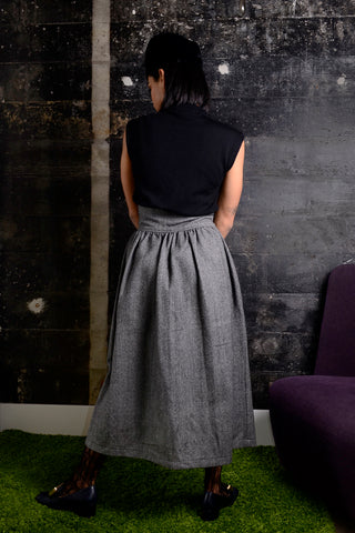 1980's Wool Gray Midi Skirt Size 10
