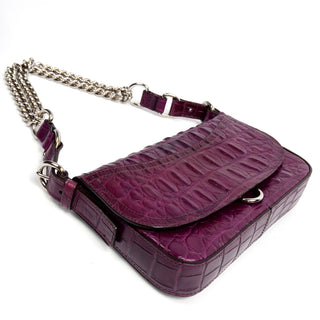 Miu Miu Crocodile Embossed Leather Bag Handbag Burgundy purple