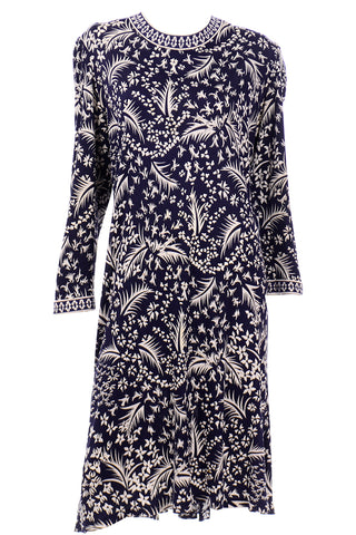 Averardo Bessi vintage 1979s Navy Blue & White Silk Jersey Dress