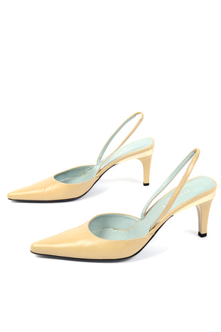 Vintage Gucci Tan Leather Slingback Pointed toe Heels Pumps