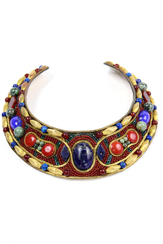 MJ Hansen 1980s Collar Necklace Gemstones and Beadwork