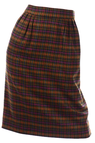 1970s Hermes Vintage colorful Wool Plaid Skirt