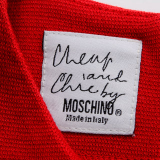 Vintage Moschino Red Sleeveless Top With Black Exclamation Point Mark italy