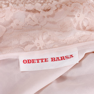 1960s Odette Barsa Vintage Nude Pink Lace Full Length Robe Lingerie