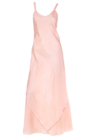 1940s Peachy Pink Long Low Back Nightgown or Slip Dress