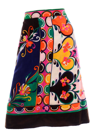 Vintage Pucci 1960s Colorful Print Velvet Skirt