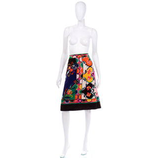 1960s Vintage Pucci 1960s Colorful Print Velvet Skirt