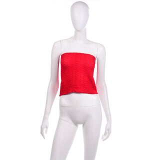 Rare Vintage 1970s Halston Red Tube Top Stretch