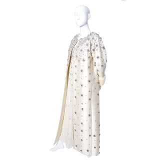 Beaded Silk Victoria Royal Vintage Dress Coat Mink Fur