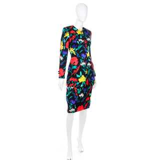 2 pc 1990s David Hayes Colorful Silk Floral Jacket & Skirt Suit