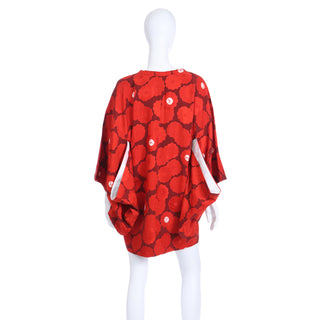 1960s Japanese Vintage Red Floral Silk Michiyuki Haori Jacket Japan