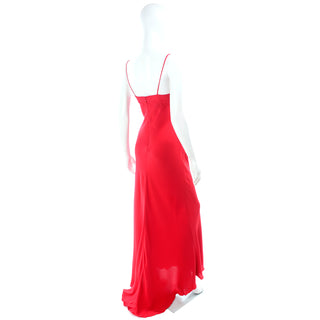 Valentino Red Silk Evening Dress with Train