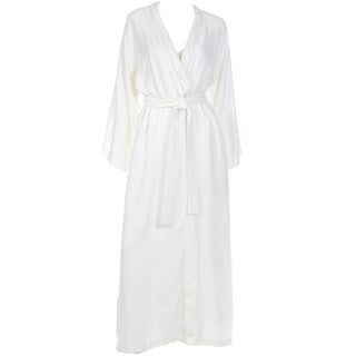 1990s Valentino Ivory Slip Dress Nightgown & Peignoir Robe 2 piece Set