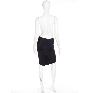 2000s Y2K Valentino Garavani Vintage Black Ruched Pencil Skirt with Low Waist