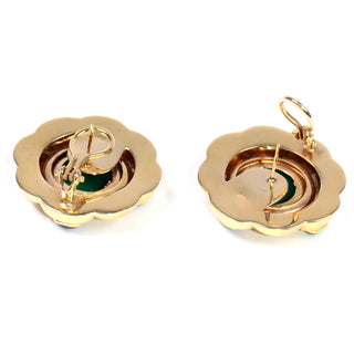 14k Gold Vintage Venetian Intaglio Roman Soldier Earrings w Cabochon Gemstones