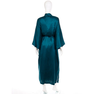 1990s Victoria Secret Green Washed Silk Nightgown and Robe Set S