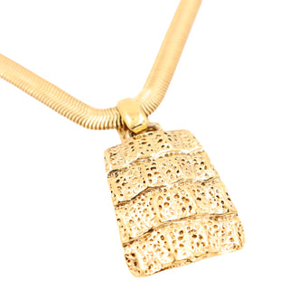 Yves Saint Laurent Gold Pendant Necklace Textured Jewelry