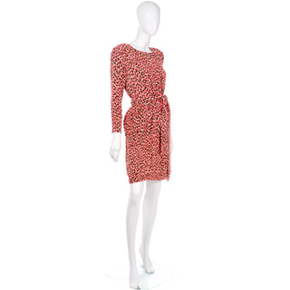 S/S 1989 YSL Vintage Silk Leopard Print Dress with Sash