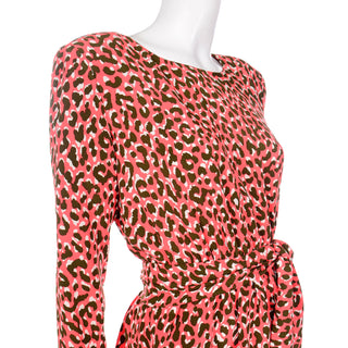 S/S 1989 YSL Vintage Silk Abstract Leopard Print Dress