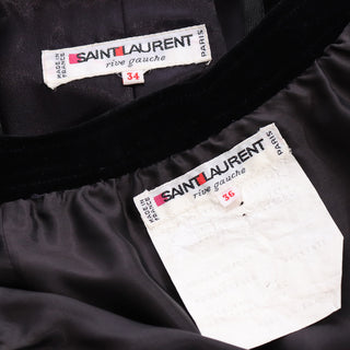 Yves Saint Laurent Black Velvet Vintage Skirt Suit Small