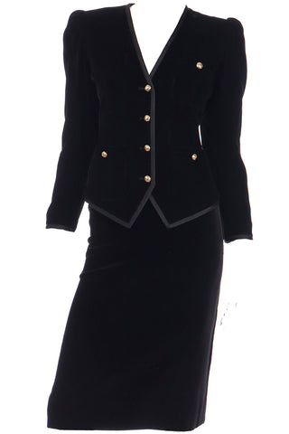 Yves Saint Laurent Black Velvet Vintage Skirt Suit