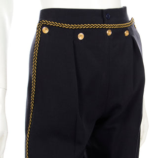 1979 Yves Saint Laurent Vintage Pants W Faux Chain & Gold Button Details YSL trousers