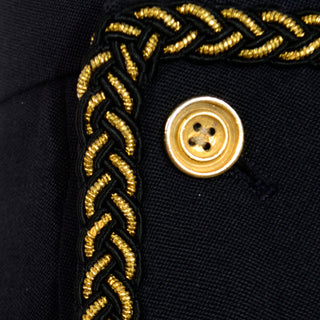 1979 Yves Saint Laurent Vintage Pants W Faux Chain & Gold Button Details Trousers