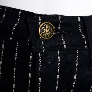 Vintage Franco Moschino Jeans Novelty Pinstripe Pants heart