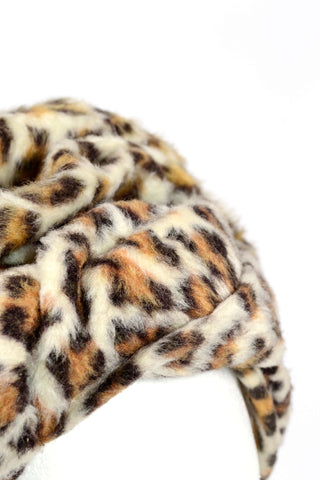1960s Leopard Print Faux Fur Pill Box Hat
