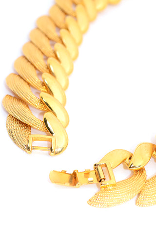 1980s Vintage Napier Gold Tone Textured Chain Necklace