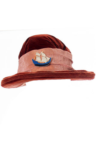 Edwardian Vintage Hat with Ship Medallion - Dressing Vintage