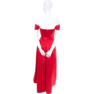 Utako Red Silk Satin Vintage Evening Gown Dress Ensemble With Wrap 2/4 - Dressing Vintage