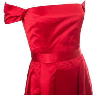 Utako Red Silk Satin Vintage Evening Gown Dress Ensemble With Wrap 2/4 - Dressing Vintage