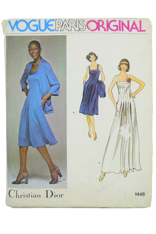 1970s Christian Dior Vogue 1446 Paris Original Dress & Jacket Pattern 70s dresses
